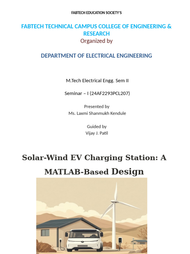 MATLAB Design for Solar-Wind EV Charging | PDF | Electric Vehicle ...