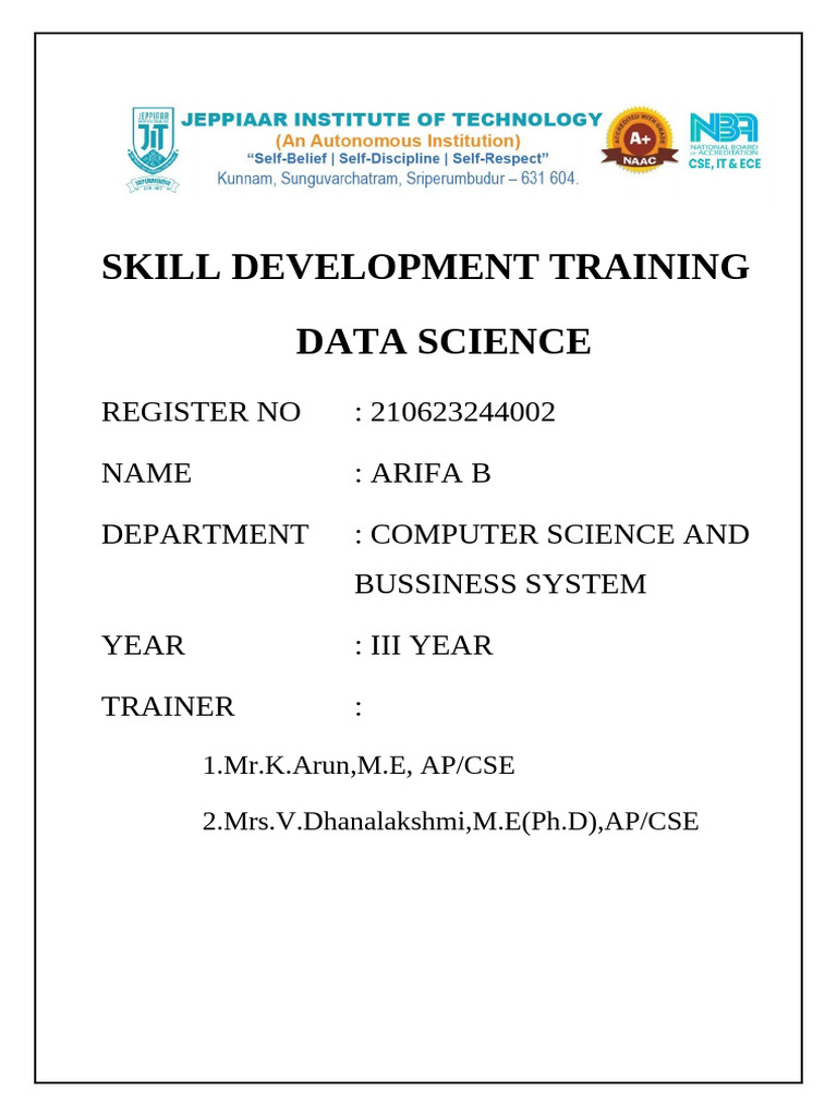 Data Science Skill Development Training | PDF