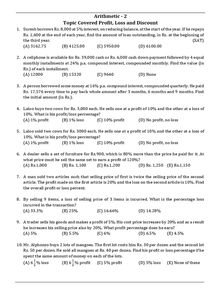 Arithmetic 2 | PDF | Prices | Percentage