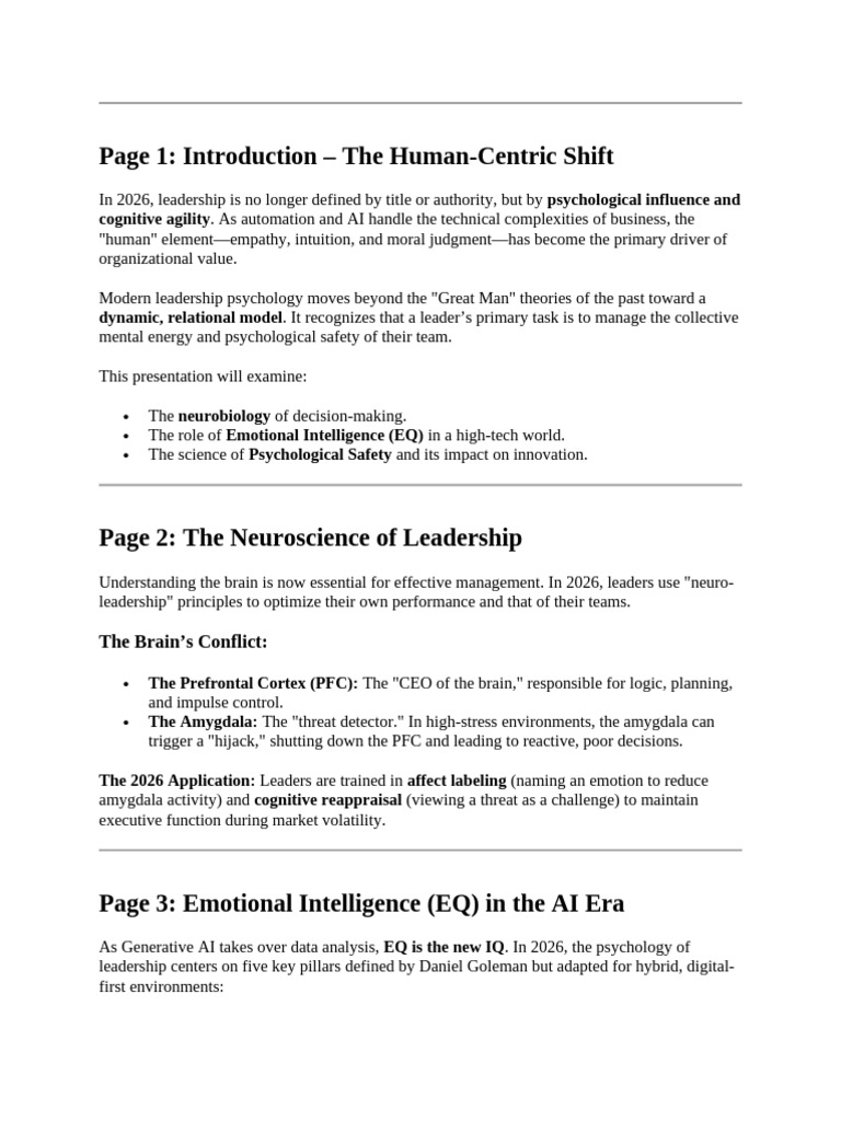 Human-Centric Leadership in 2026 | PDF | Emotions | Psychology