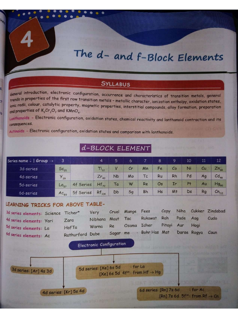 Chp-4 D & F Block Elements | PDF