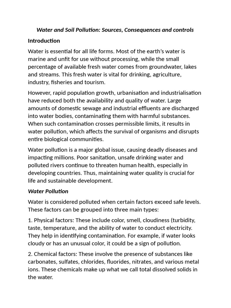 Water Pollution: Causes and Solutions | PDF | Water Pollution | Soil