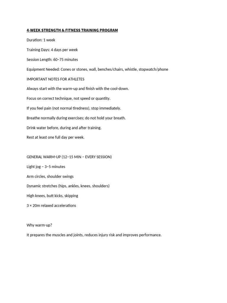 4-Week Strength & Fitness Plan | PDF
