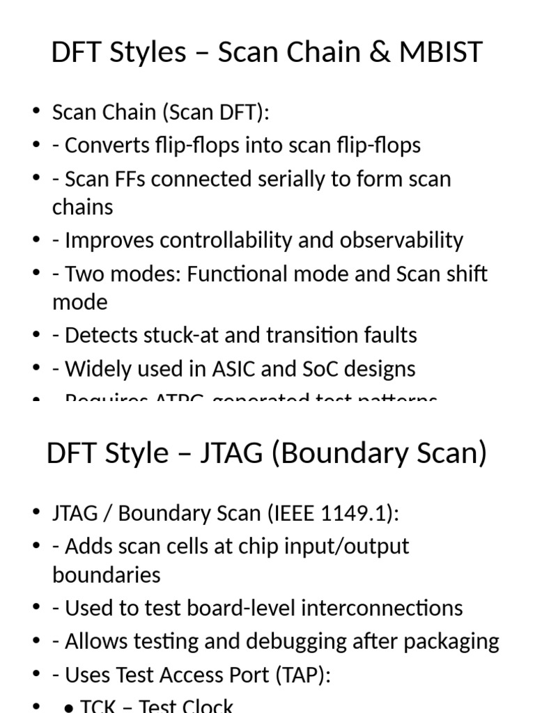 DFT Styles Scan Mbist Jtag | PDF
