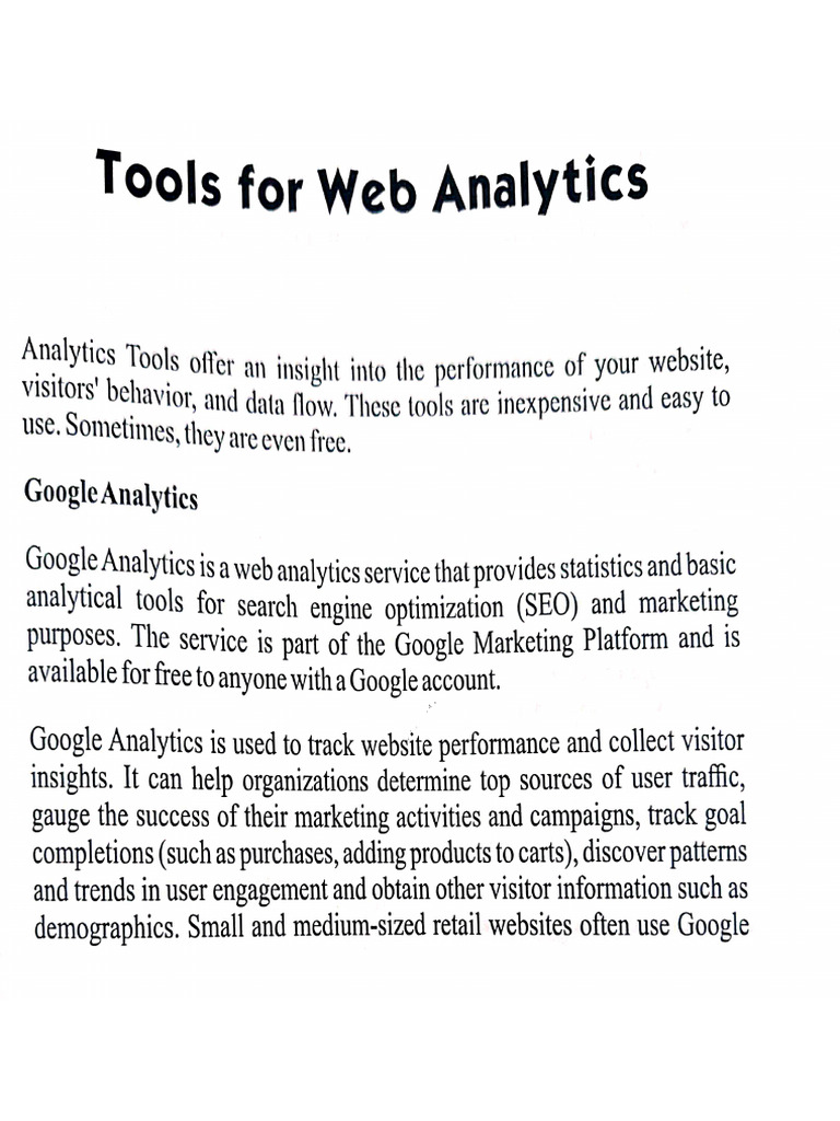 Tools For Web Analytics | PDF