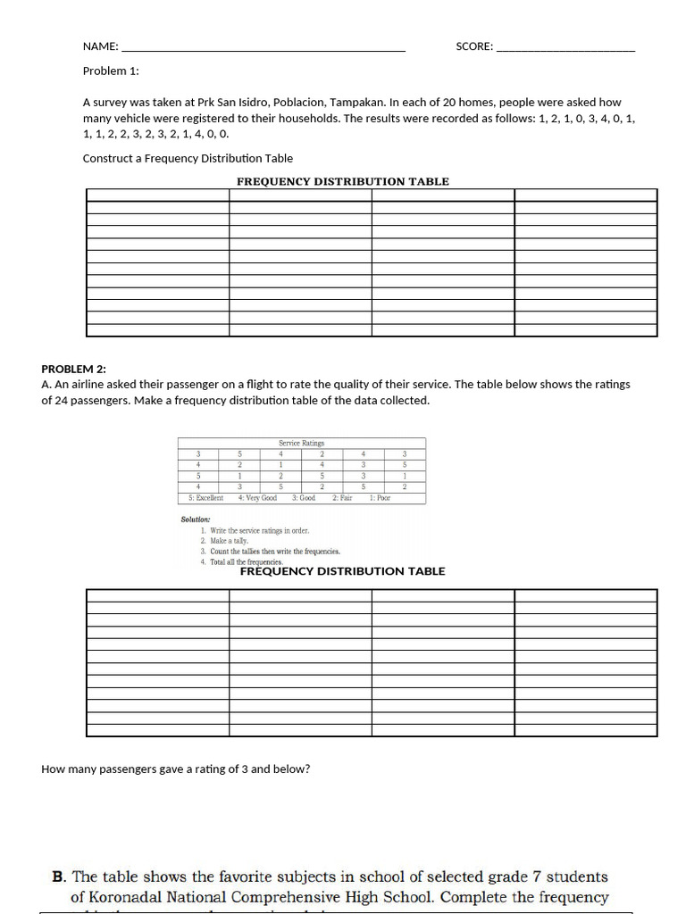 Frequency Distribution Tables for Surveys | PDF