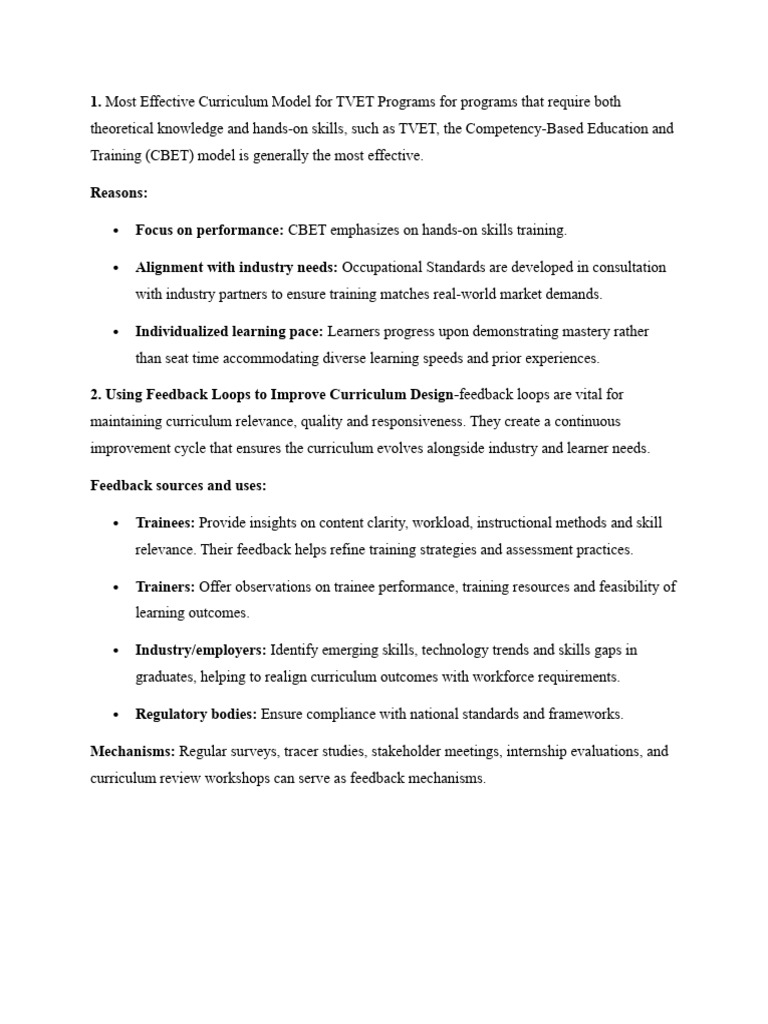 Effective CBET Model for TVET Programs | PDF | Learning | Educational ...