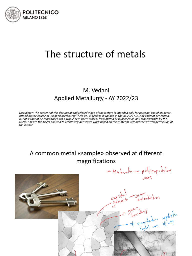 Understanding Metal Structures and Bonds | PDF | Crystal Structure ...