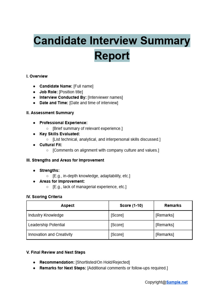 Candidate Interview Evaluation Report | PDF