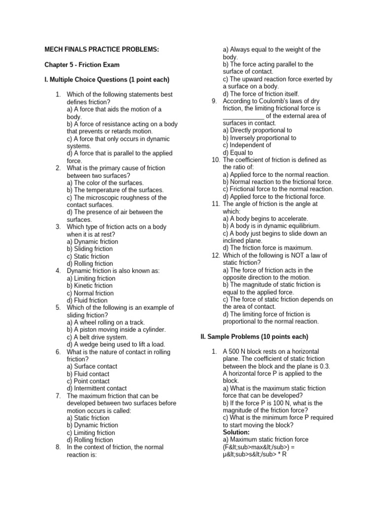 Friction and Centroid Practice Problems | PDF | Friction | Force