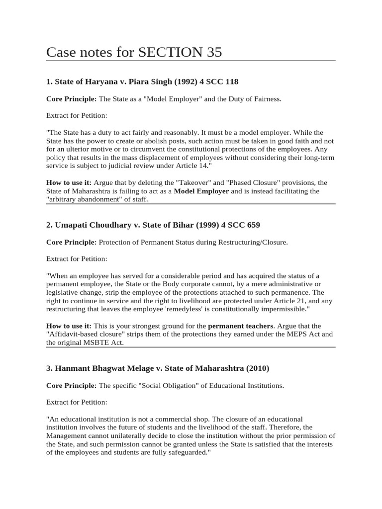 Case Notes on Employment Rights in India | PDF | Governance | Justice