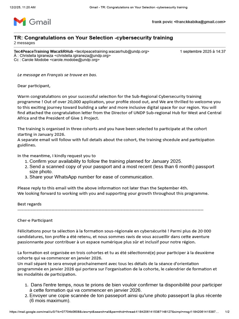 Cybersecurity Training Selection Notice | PDF