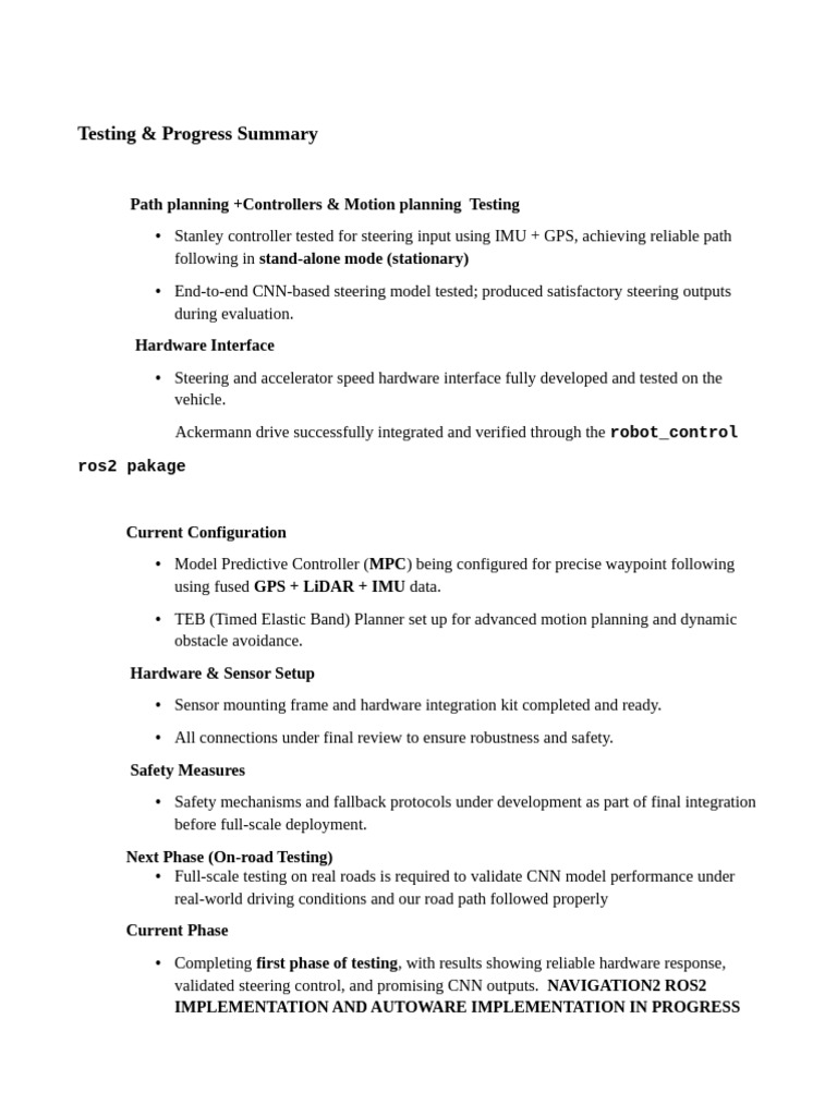 Testing & Progress Summary2 | PDF