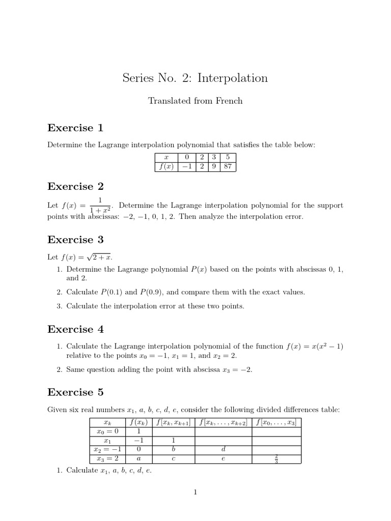 Lagrange Interpolation Exercises Guide | PDF | Interpolation | Applied ...