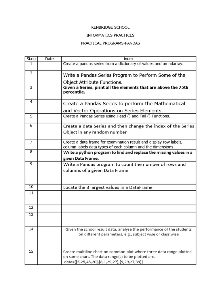 CLASS 12_PRACTICAL PROGRAMS | PDF | Comma Separated Values | Computer ...