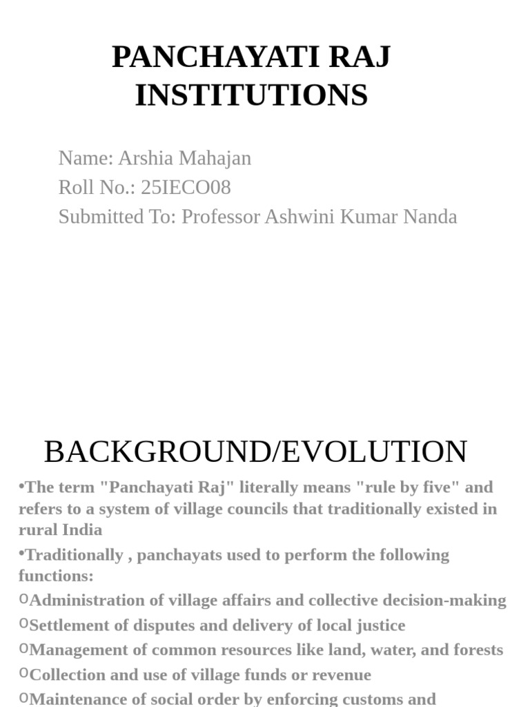 Understanding Panchayati Raj System | PDF | Government Of India ...