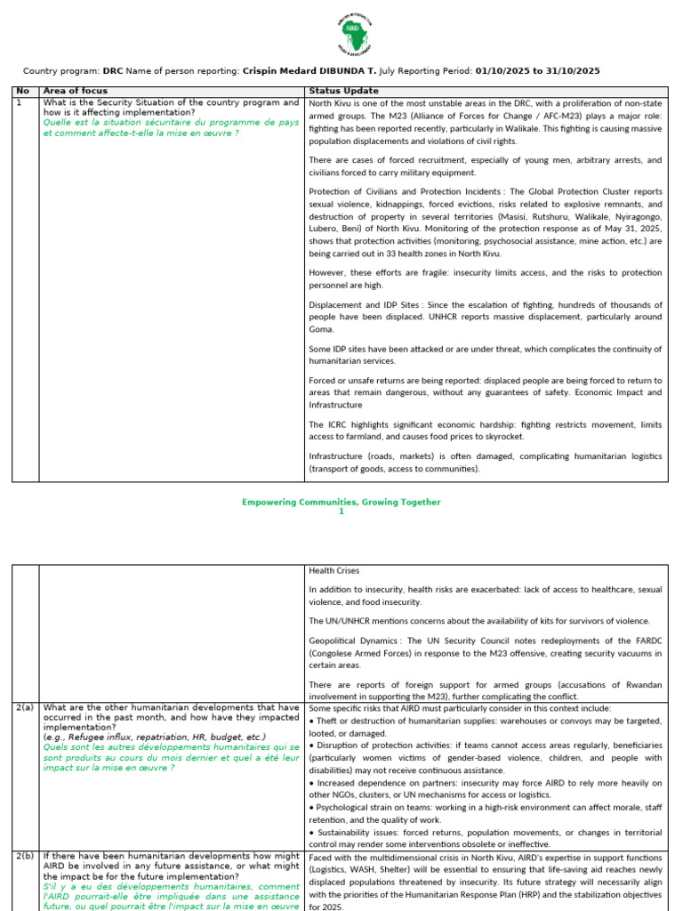 DRC - Proposed HQ New Monthly Reporting Template Final - DCD DRC ...