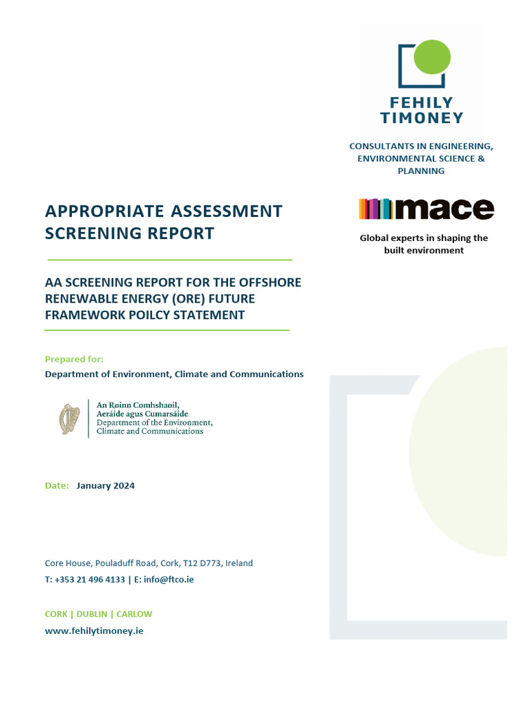 Appropriate Assessment Screening Report for the Offshore Renewable ...