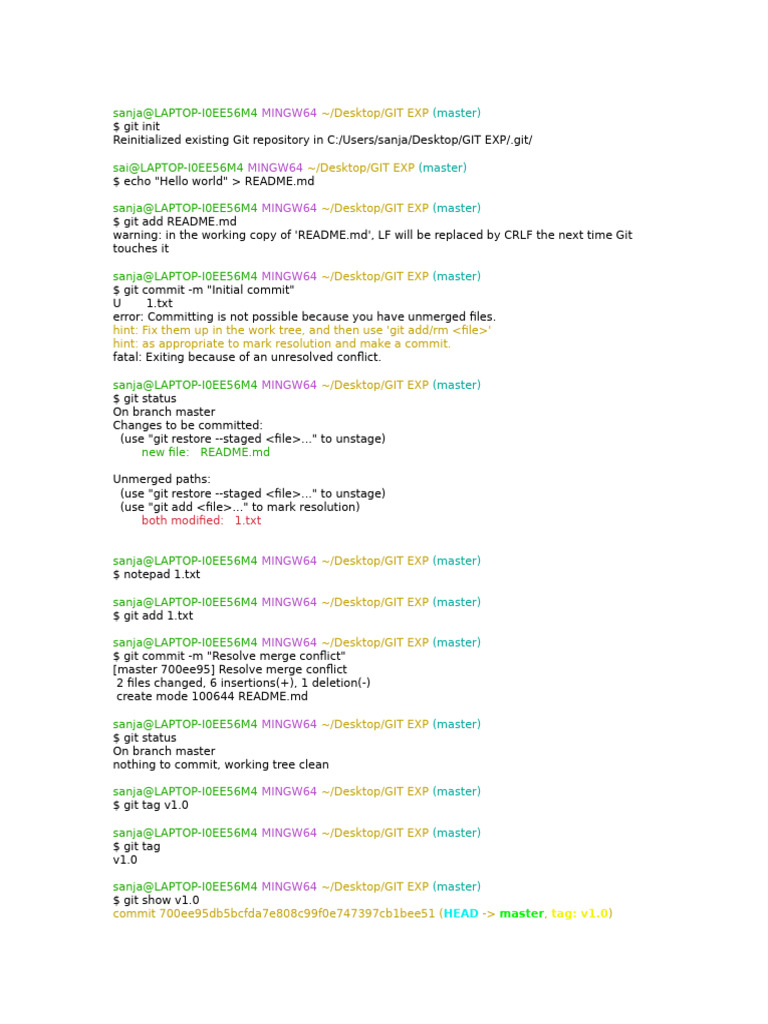 Git Exp 7 | PDF | Text File | Computer Data