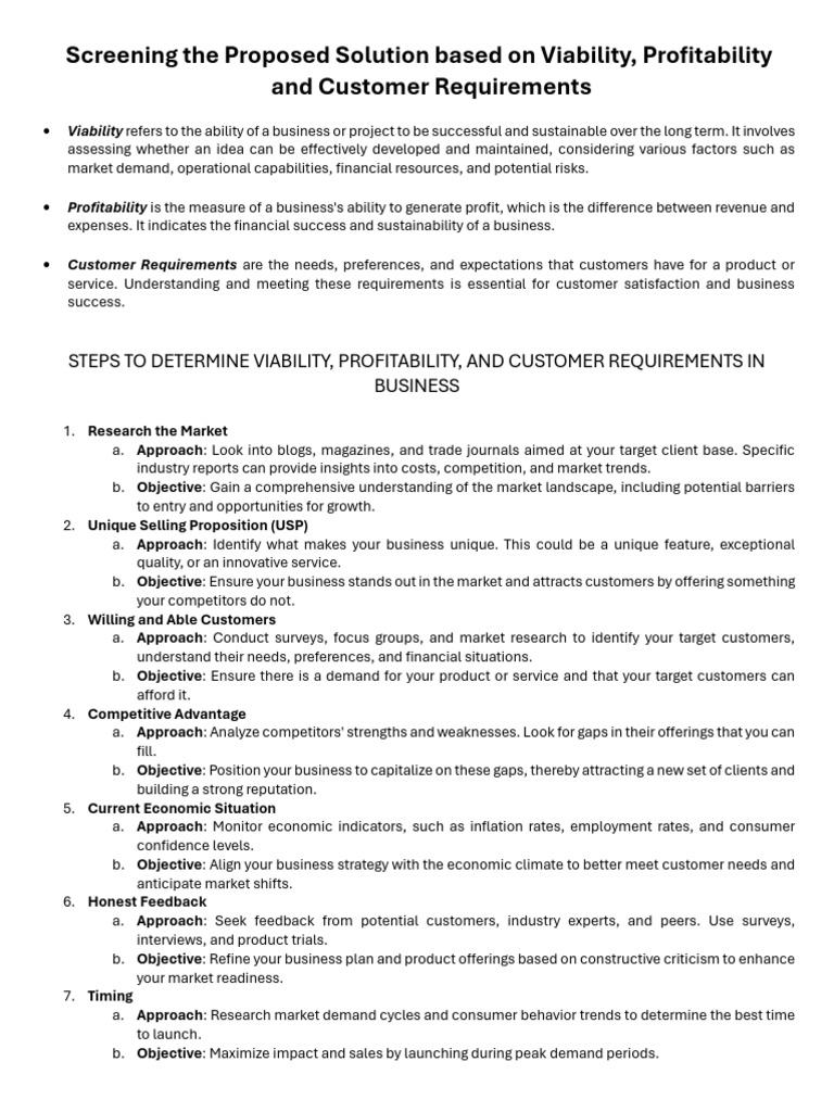 Assessing Business Viability and Profitability | PDF | Profit ...