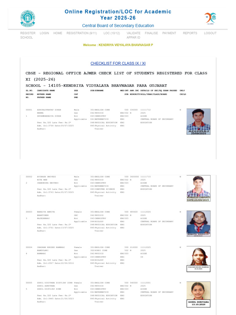 CBSE Class XI Registration Checklist 2025-26 | PDF | Educational ...