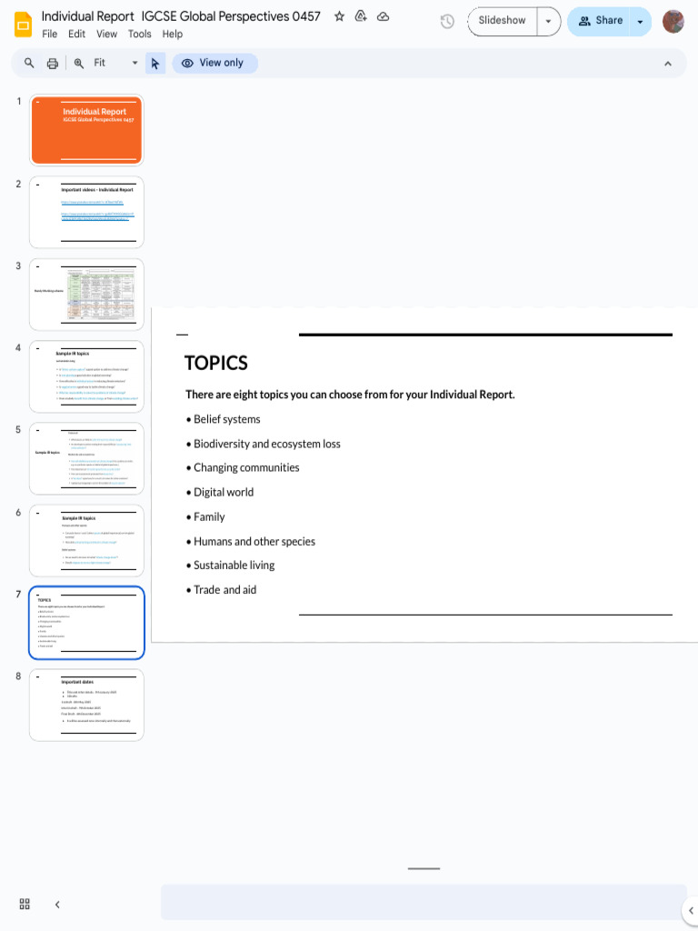 IGCSE Global Perspectives Report Guide | PDF | Sustainability | Biology