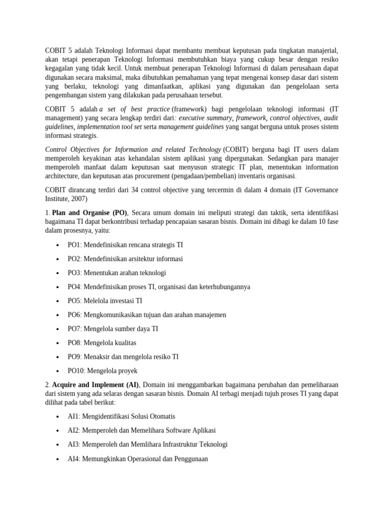 Panduan COBIT 5 untuk Manajemen TI | PDF