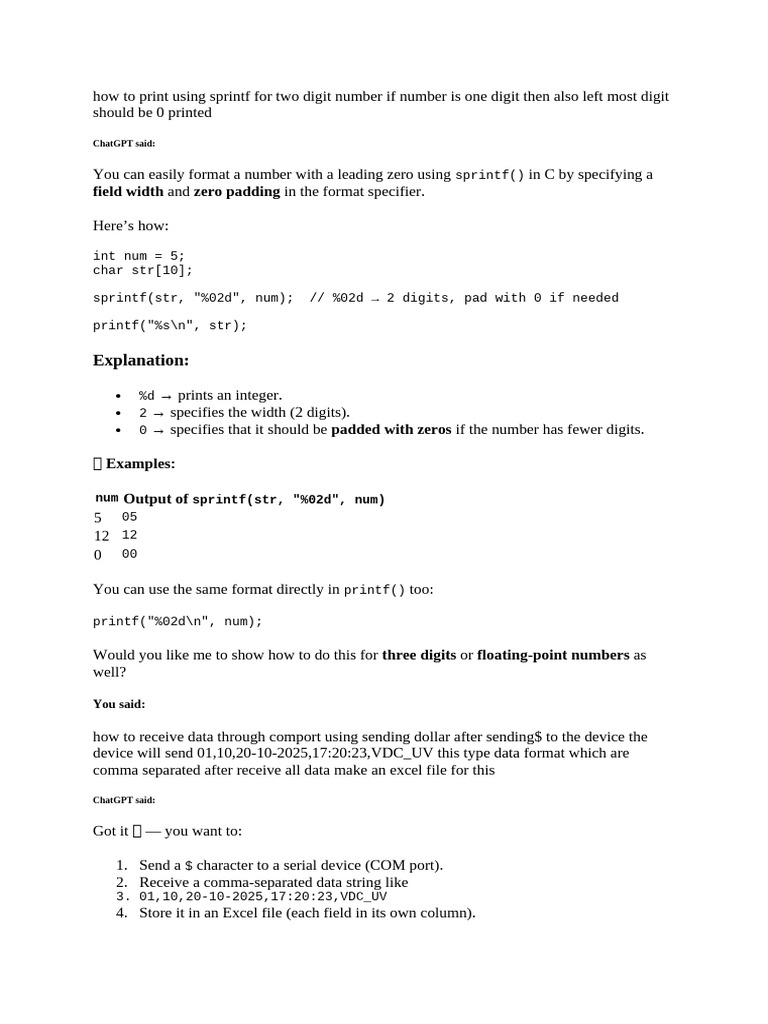 Format Numbers with Leading Zeros in C | PDF | Command Line Interface ...