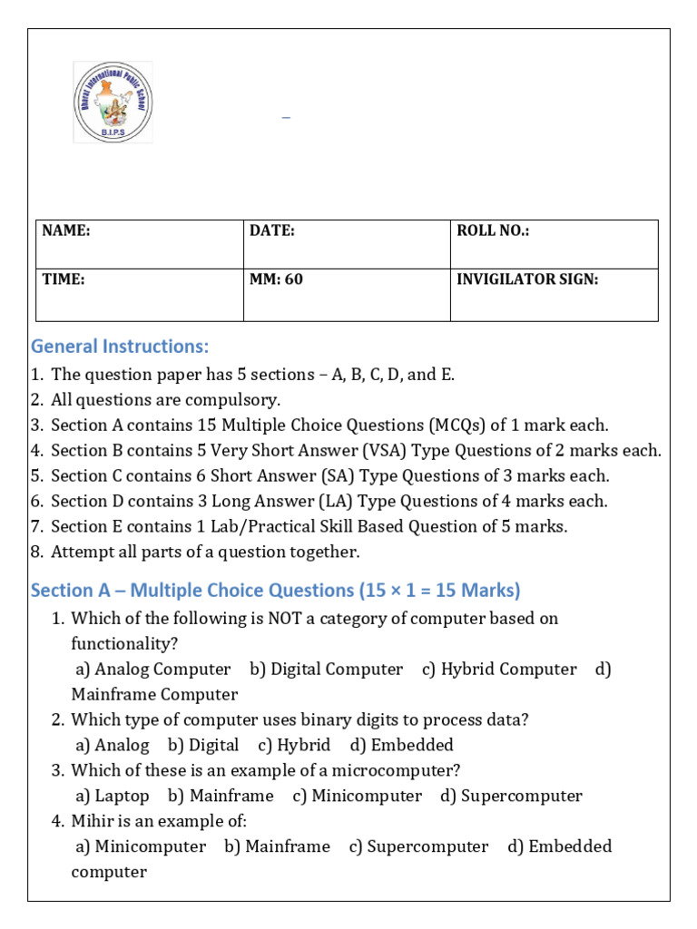 TERM-1_GRADE_6_COMPUTER_2025-26 | PDF | Microsoft Excel | Microcomputers