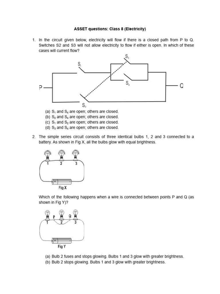 Electricity Questions for Class 8 | PDF | Electricity | Series And ...