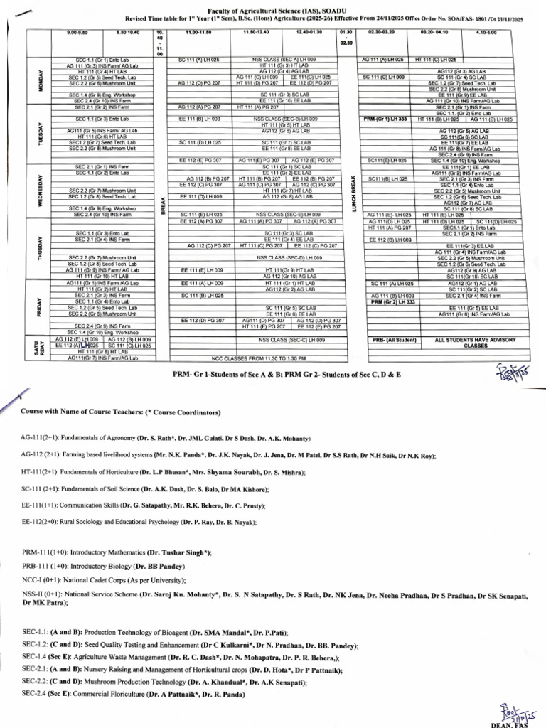 Revised UG 1st Year 1st Sem - 2025 Batch | PDF