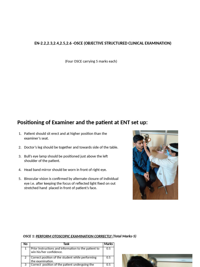 OSCE Guidelines for ENT Examinations | PDF | Sound | Otorhinolaryngology