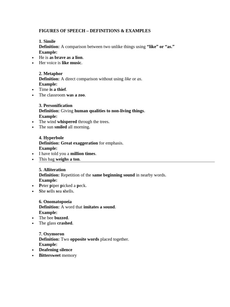 Figures of Speech Thorey and Exmaples | PDF | Rhetorical Techniques ...