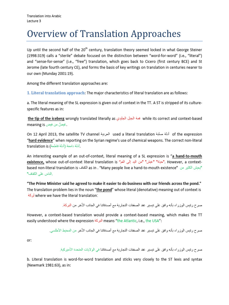 Arabic Translation Approaches Explained | PDF | Translations | Linguistics