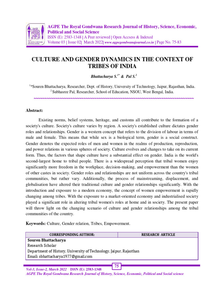 Culture and Gender in Indian Tribes | PDF | Society | Gender