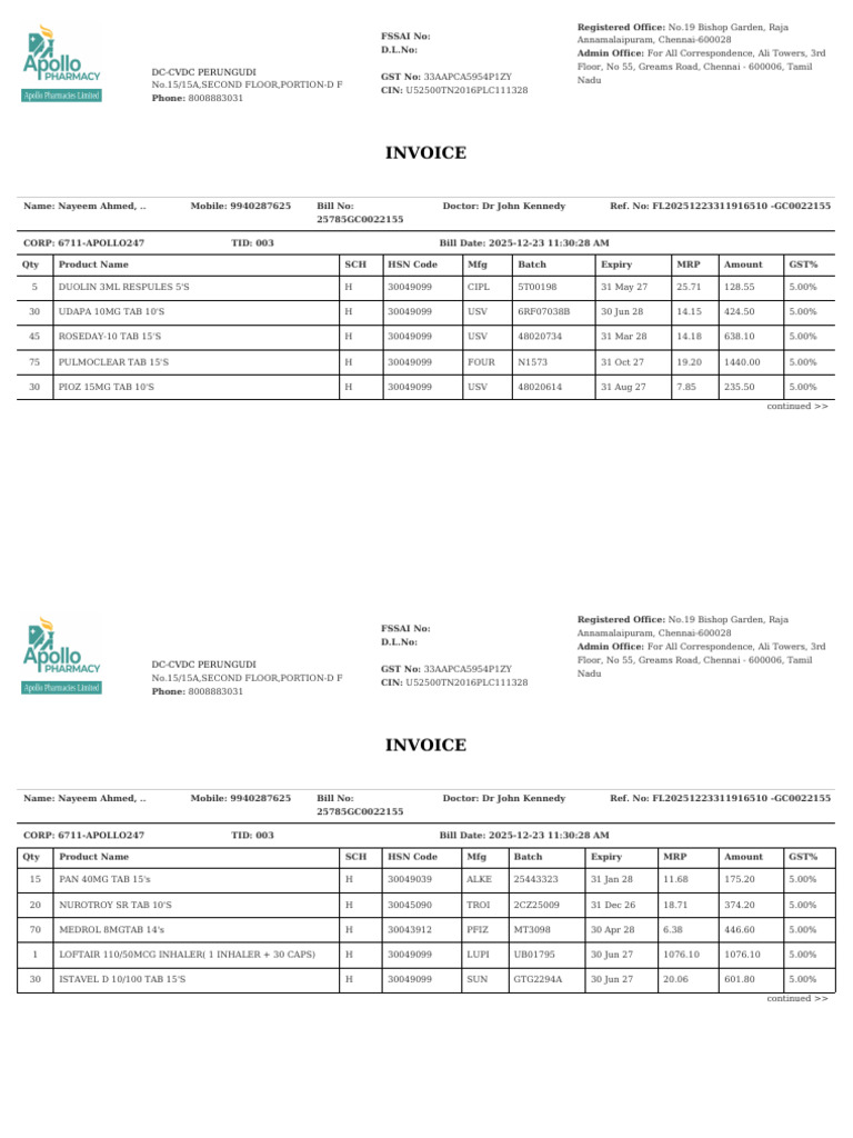 Invoice for Medical Products Purchase | PDF | Government Of India ...