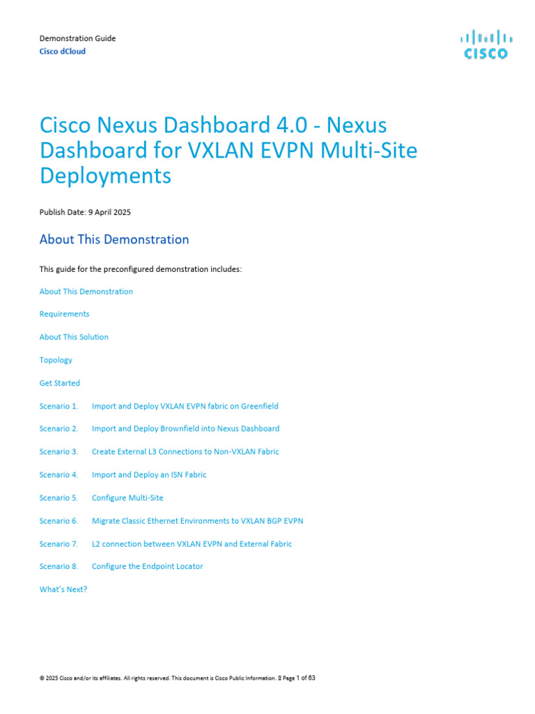 Cisco Nexus Dashboard VXLAN EVPN Guide | PDF | Computer Network | Multicast