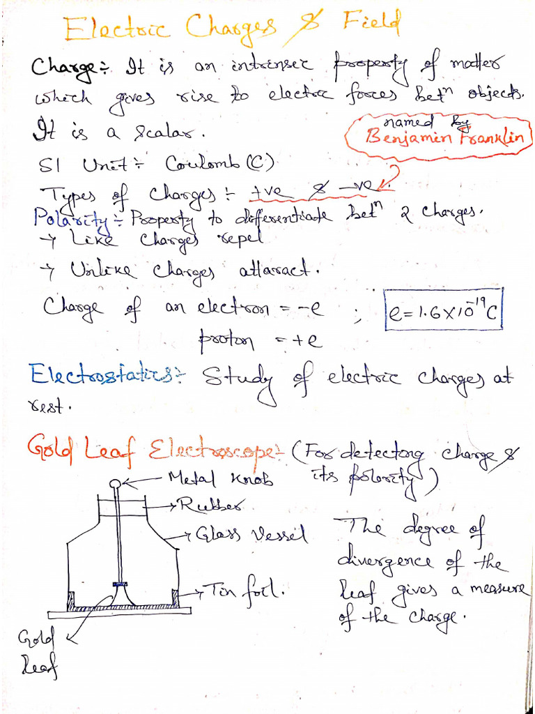 Ch 1 Electric Charges and Field | PDF