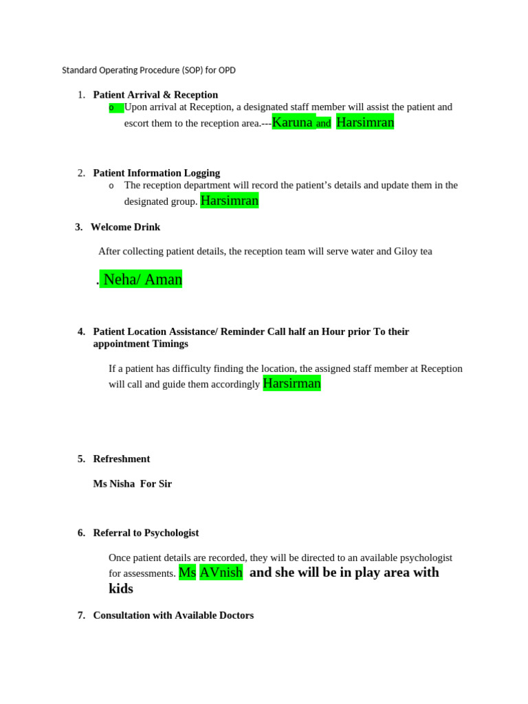 OPD Standard Operating Procedure Guide | PDF | Social Programs | Medicine