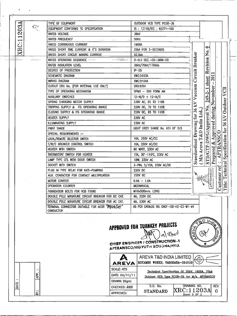 VCB 33KV Areva-191211 | PDF