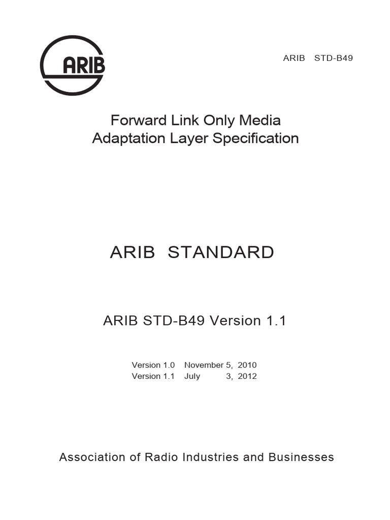 ARIB STD-B49 Media Adaptation Layer | PDF | Internet Protocols ...