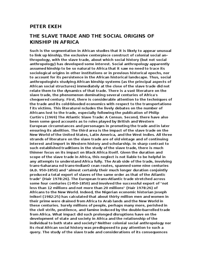Slave Trade's Impact on African Kinship | PDF | History Of Slavery ...