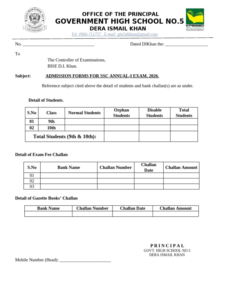 SSC Annual-I Exam Admission Forms 2026 | PDF