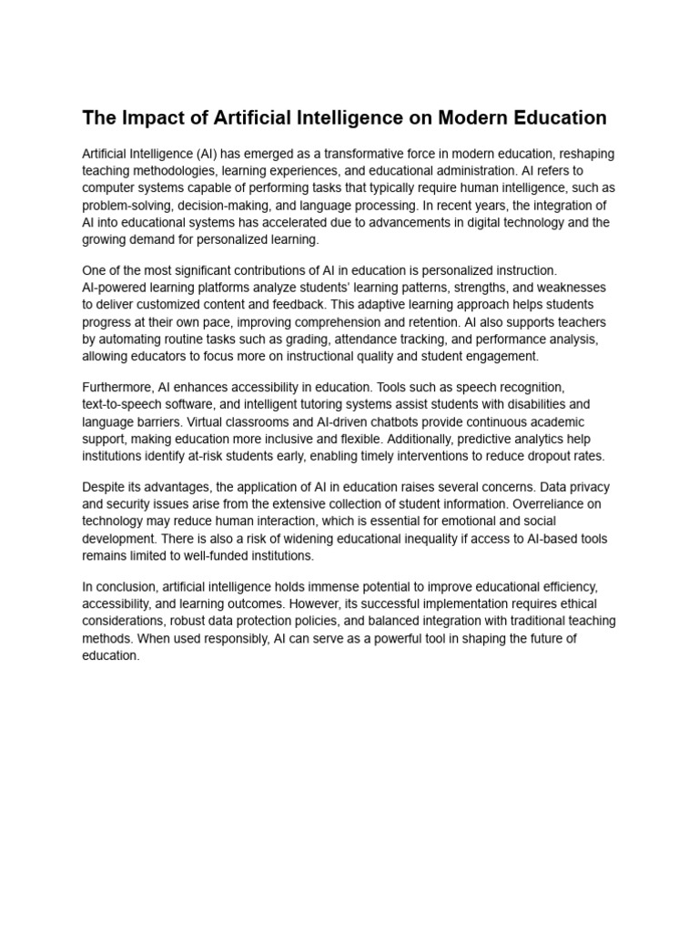 AI's Transformative Role in Education | PDF