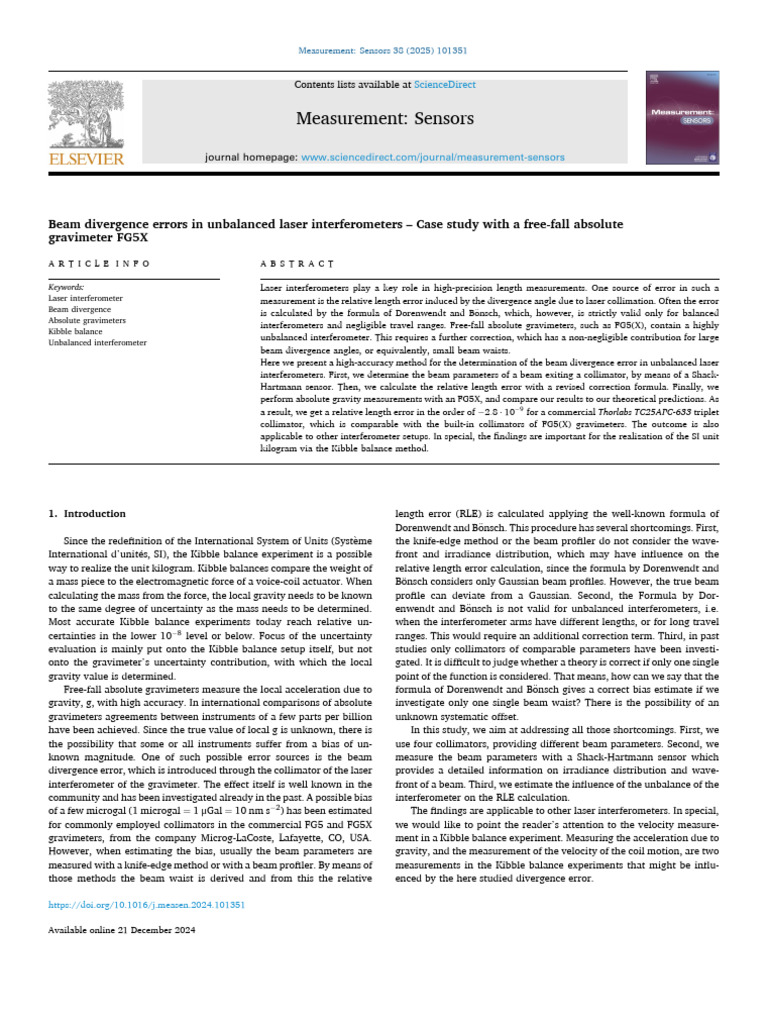 Beam Divergence Errors in Laser Interferometers | PDF | Interferometry ...