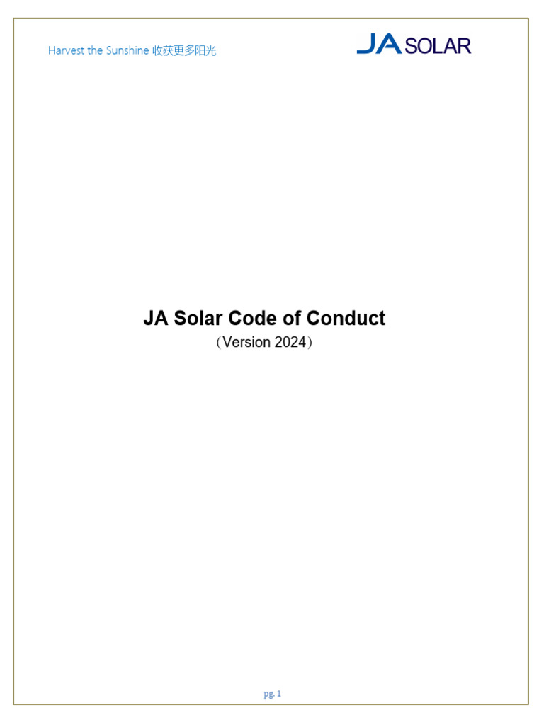 JA Solar Code of Conduct 2024 | PDF | Harassment | Discrimination