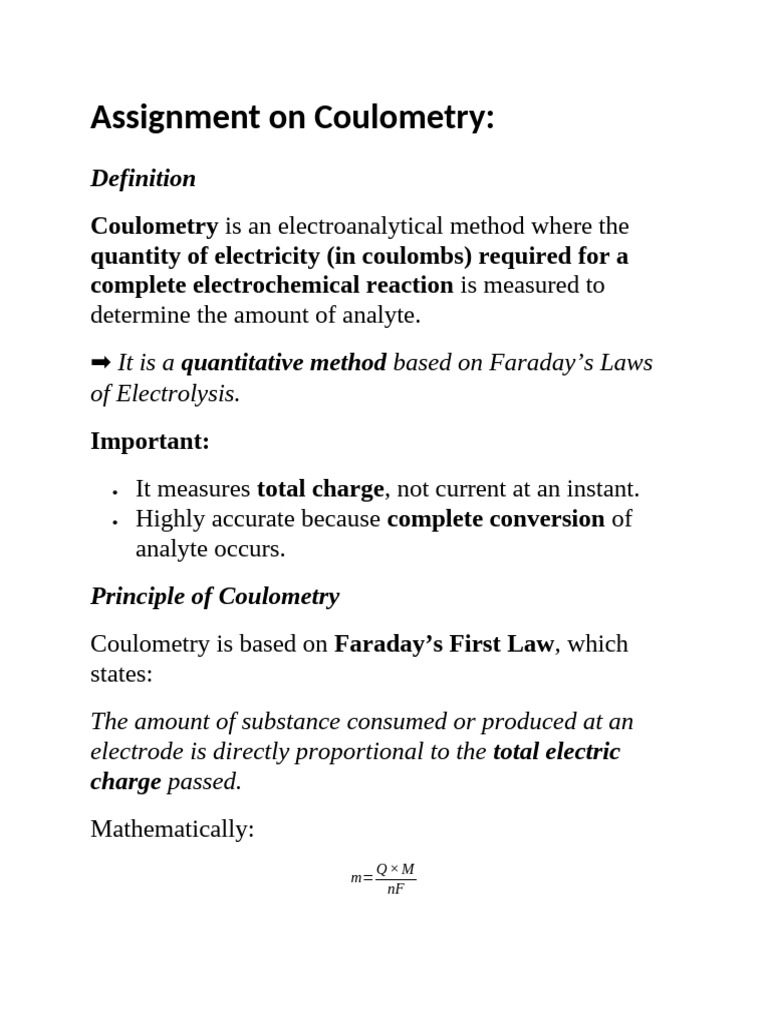 Understanding Coulometry Techniques | PDF | Electricity | Physical ...