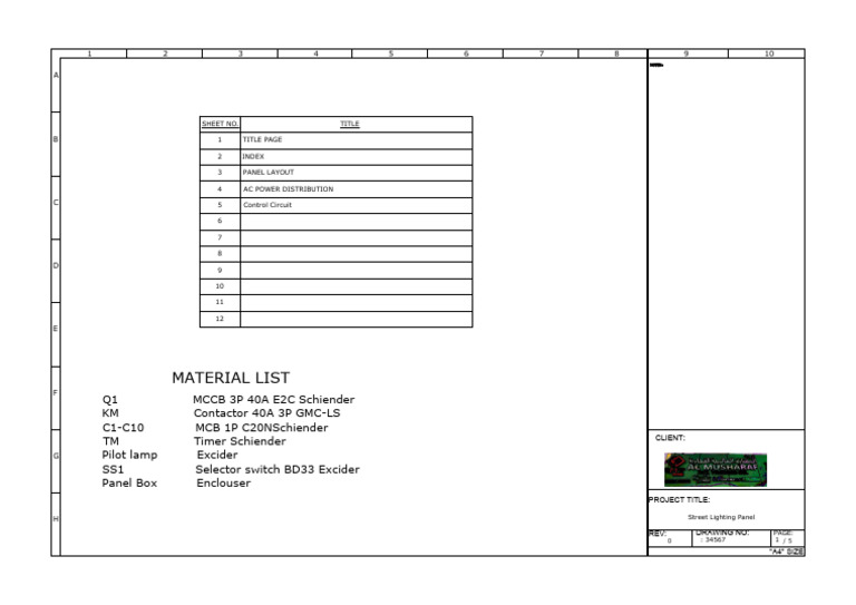 Material List: Sheet No. Title Title Page 1 Index 2 Panel Layout 3 4 5 ...