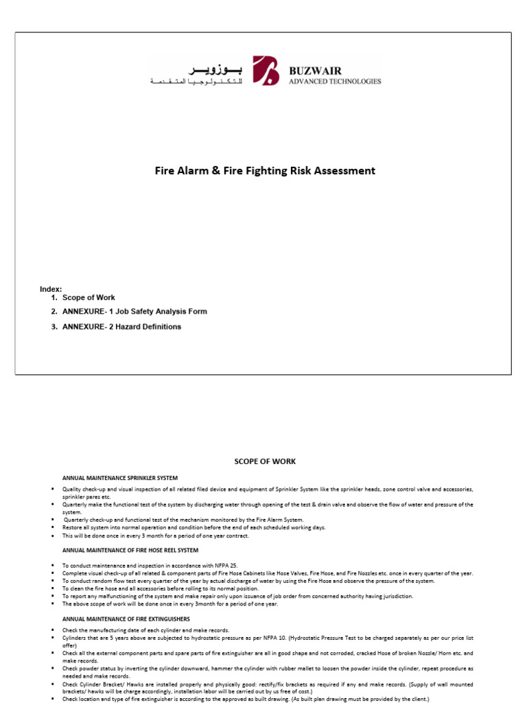 Fire Alarm & Fighting Maintenance Guide | PDF | Fire Sprinkler System ...