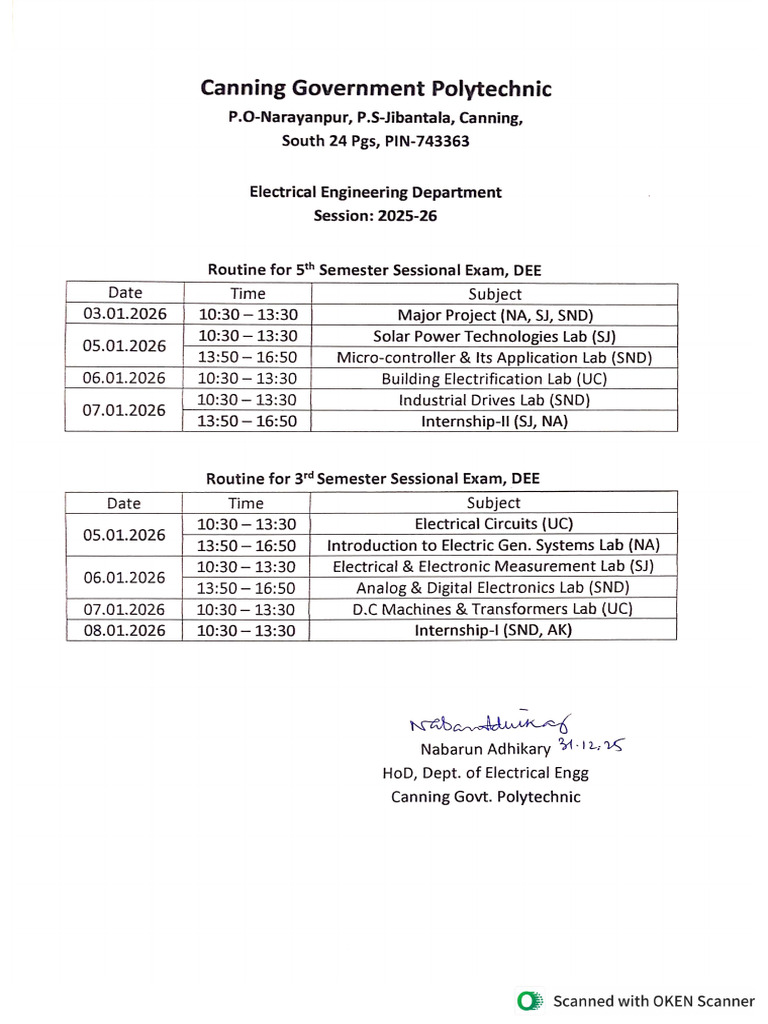 Sessional Routine DEE | PDF